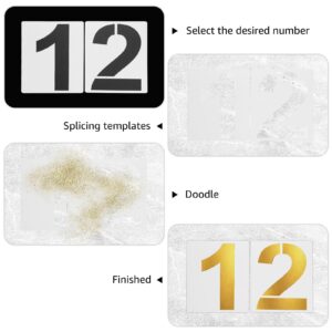 SHUESS 40 PCS 6 Inch Plastic Number Stencils Set, 0-9 Address Number Stencil Templates, Reusable Digital Painting Number Templates for Cake Stencil Number Painting Stencils Templates(with Tape）