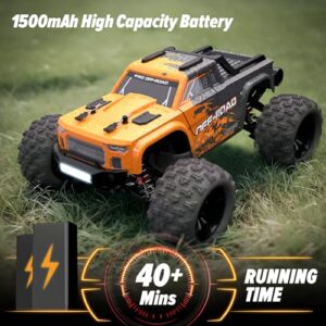 Hosim Brushless RC Car, 1:16 55+KMH 4WD Fast Remote Control Truck for Adults, Radio Cars Off-Road Waterproof Hobby Grade Toy Crawler Electric Vehicle Gift for Boys Children (Orange)