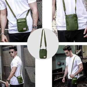 Green Mini Crossbody Bag Small Shoulder Bag For Men Travel Wallet Passport Holder Phone Purse Unisex, Mini Messenger Satchel Bag For Women Fanny Pack Neck Pouch Bag With Headphone Jack