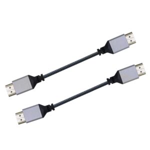 RIIEYOCA UHD 4K HDMI Male to HDMI Male Braided Cable 0.75ft 18Gbps High Speed HDMI 2.0 Cable Supports 4K@60Hz,1080p,2K,HDCP 2.2,ARC,3D, Male to Male Cord for Blu-ray Players,HDTV,3D,Roku Ultra (2pack)