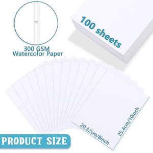 Spiareal 100 Sheets Watercolor Paper Bulk 140 lb/300 GSM White Cold Press Paper Blank Cotton Art Paint Paper White Water Color Paper Pad for Kids Child Students Adults Artists Drawing(8 x 10 Inch)