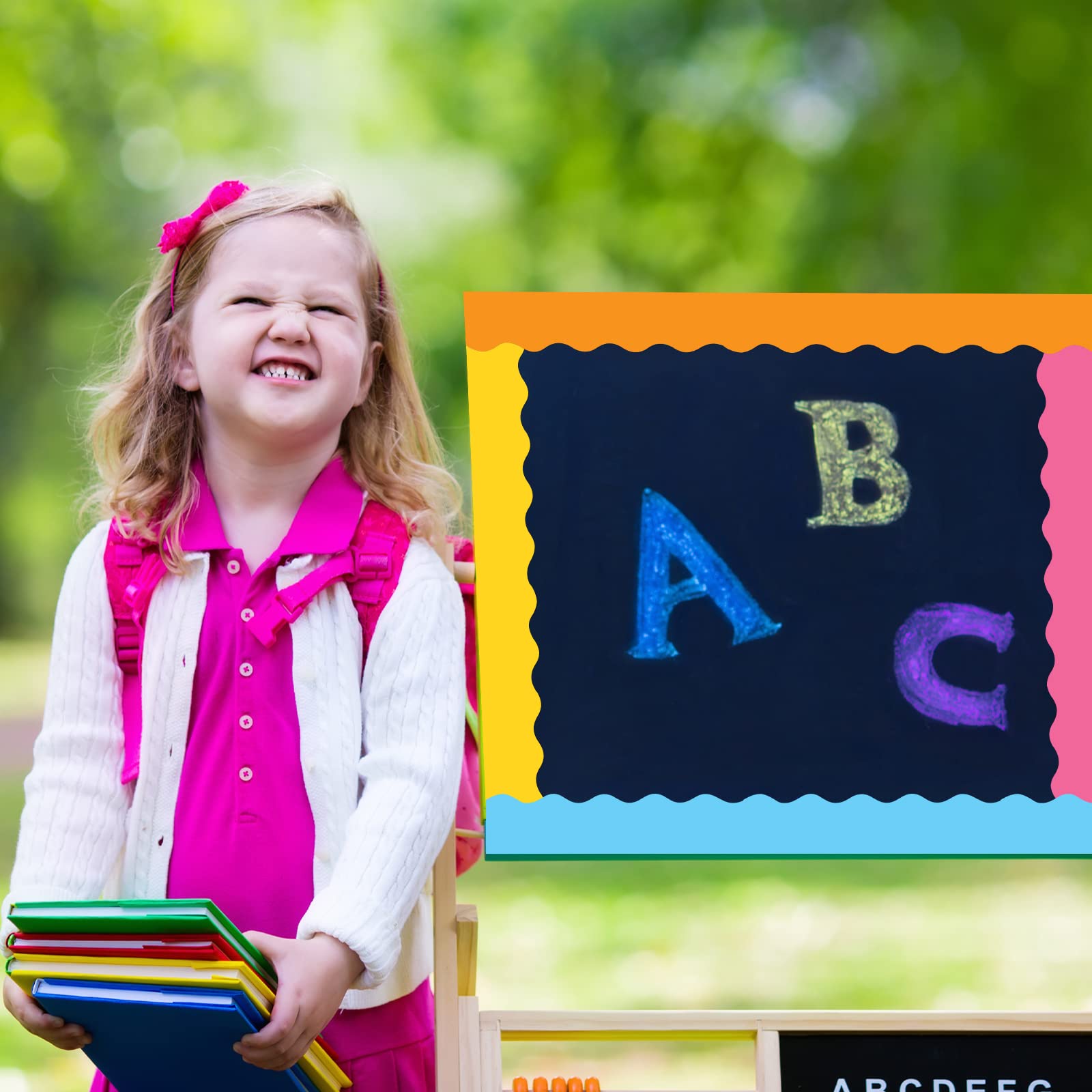 Containlol 236 Ft Colorful Classroom Border for Bulletin Board, Rainbow Scalloped Die Cut Bulletin Board Border for Back to School Classroom Office Chalkboard Decor(Rainbow Style)