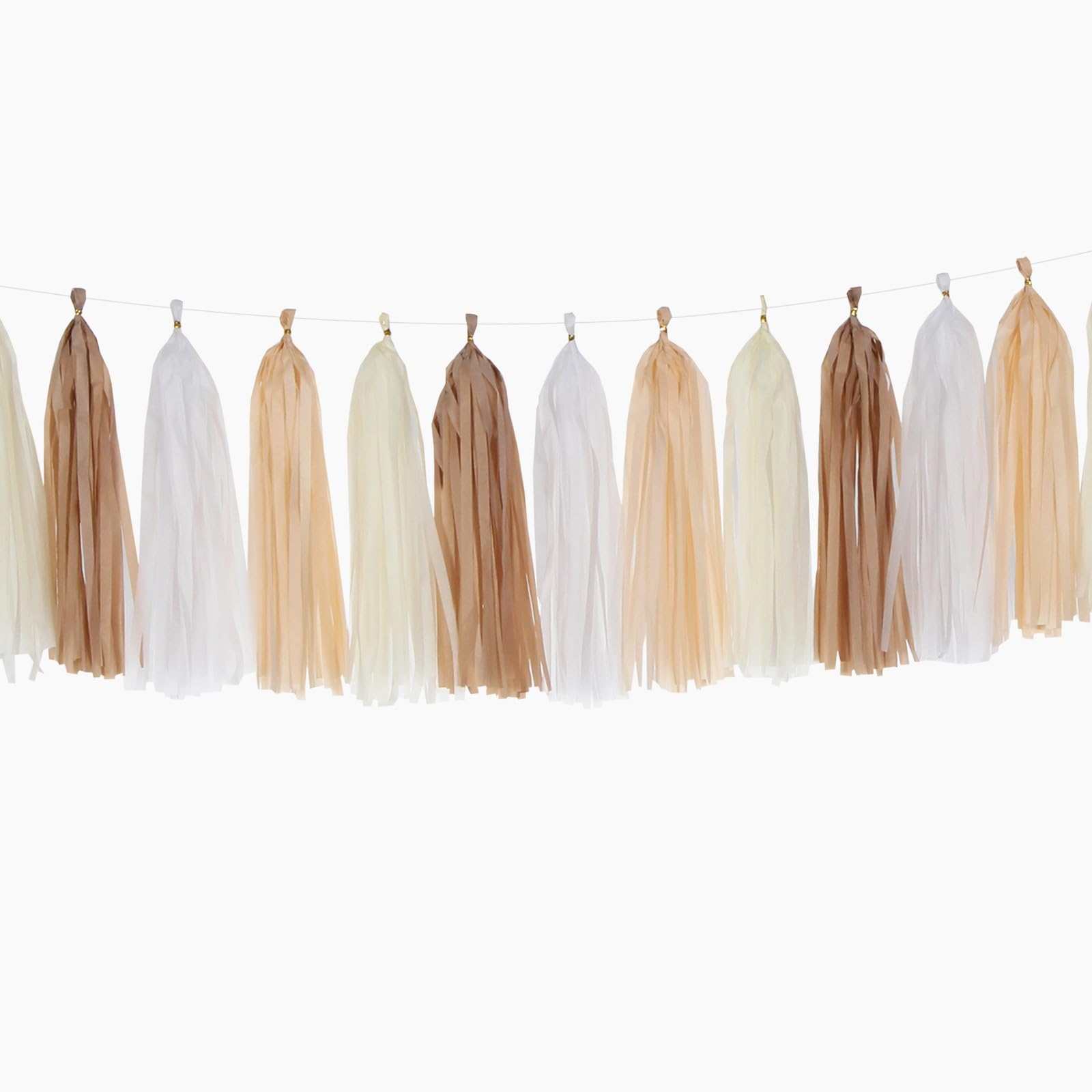 Boho Rainbow Baby-Shower Party-Decorations Tassel-Garland - 20pcs Neutral Birthday Wedding Bridal Tassels, White Brown Champagne Banner Streamers, Engagement Bachelorette Christmas Decor Panduola