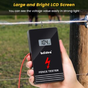 Electric Fence Tester, Briidea 300V-15000V Electric Fence Voltage Tester with LCD Large Display and Low Battery Reminder, Designed for Your Fence Voltage Troubleshooter, Portable & Easy to Use