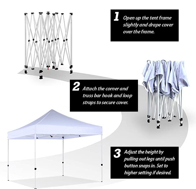 King Canopy Festival 10-Feet by 10-Feet Instant Pop up with 3 Solid Sides, 1 Zippered Door and Weight Bags, 1-Inch Steel Frame, White, FSSHST10WH-B2