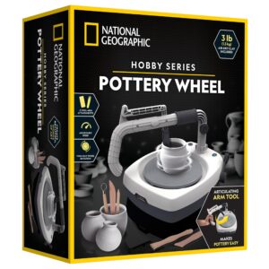 national geographic hobby pottery wheel kit - 8" variable speed pottery wheel for adults & teens with innovative arm tool, 3 lb air dry clay & art supplies, crafts for adults, craft kits for teenagers