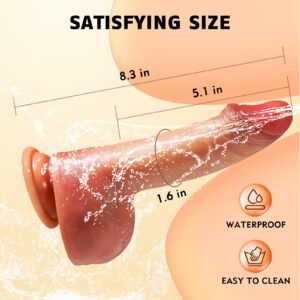 Realistic Squirting Dildo for Women - 8.3'' Soft Silicone Ejaculating Dildos with Strong Suction Cup for Hands Free Play, G-Spot Anal Prostate Adult Sex Toys for Women Men Couple Pleasure