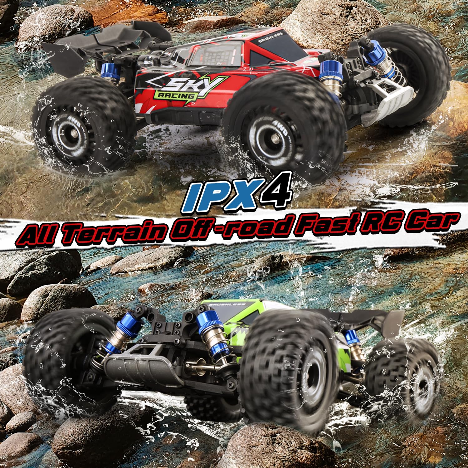 FUUY BRUSHLESS Fast RC Cars for Adults 62KM/H 3S Max 42MPH 1:16 High Speed Remote Control Car 4×4 Racing RC Buggy Vehicle Toys Teens Boys Age 8-12