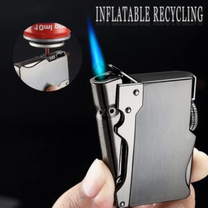 WEQTETJU Torch Lighter, Cool, Unique Design, Inflatable and Adjustable, Butane Lighter, Men's Gift (Butane Not Included) (Sliver)