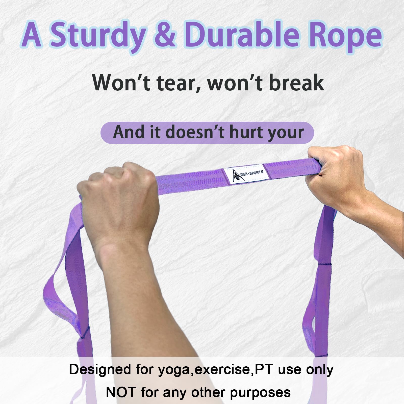 Stretching Strap Yoga Strap with Loops, Stretch Straps for Physical Therapy, Non-Elastic Exercise Strap for Pilates, Dance and Gymnastics with Workout Guide (Purple)