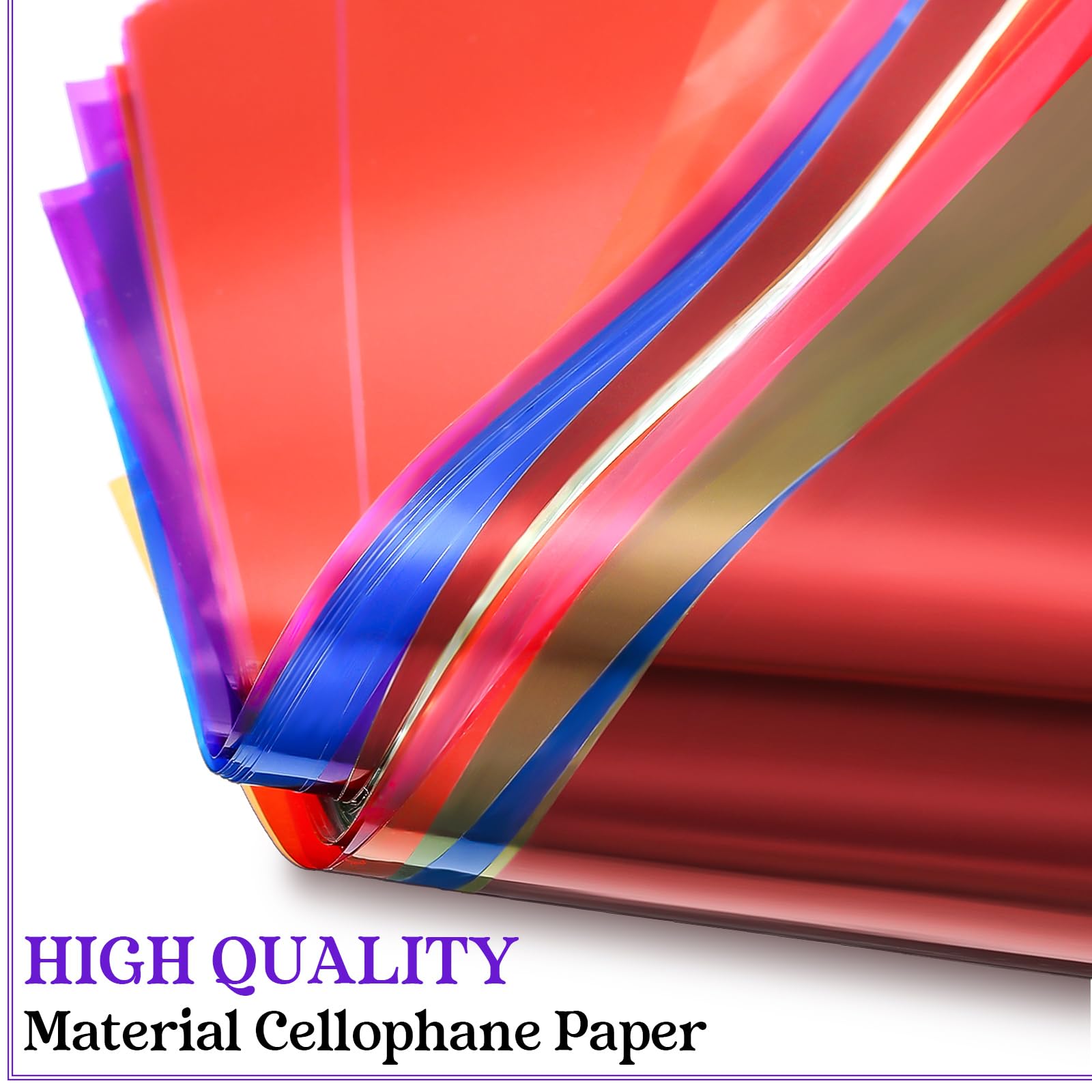 Harloon 400 Pcs Cellophane Sheets Christmas Gifts 8 Colored Cellophane Wrap 7.5 x 7.5 Inches Cello Sheets Cellophane Paper Transparent Paper for DIY Arts Crafts Decoration