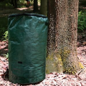 WLSANX Compost Bin Bags 34 Gallon Garden Compost Bags Outdoor Reusable,Organic Waste Kitchen Garden Yard Compost Bag Collapsible Leaf Lawn Bags Gardening Container (Green 1pc)