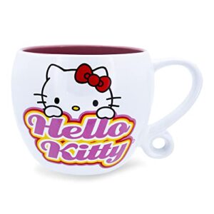 sanrio hello kitty hearts ceramic coffee cup with loop handle | mug for tea, espresso, cocoa | holds 16 ounces