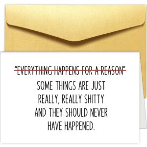 Chenive Funny Get Well Card for Him Her, Humor Encouragement Card for Friend, Sympathy Card, Cancer Card, Everything Happens For A Reason