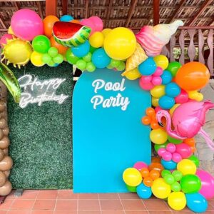 summer party decoration 144pcs tropical flamingo balloons garland arch kit,watermelon,ice cream flamingo balloons for beach pool hawaiian luau birthday party decorations