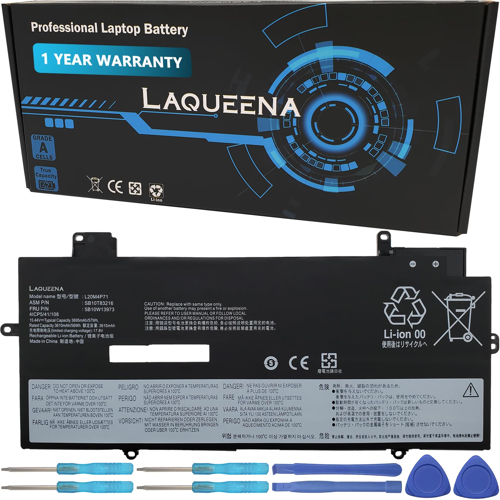 LAQUEENA L20M4P71 Laptop Battery Compatible with Lenovo ThinkPad X1 Carbon 9th 10th Gen X1 Yoga 6th 7th Gen 2021 Series L20C4P71 L20D4P71 L20L4P71 SB10T83217 SB10T83216 SB10T83218 SB10T83215