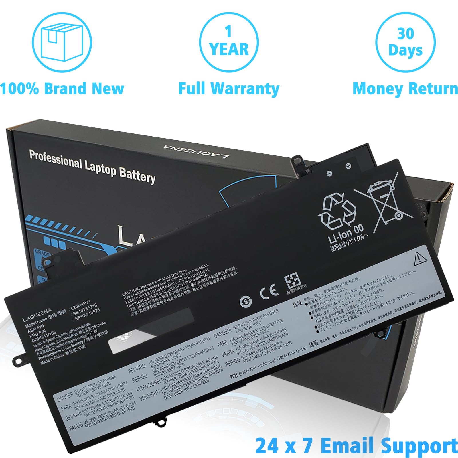 LAQUEENA L20M4P71 Laptop Battery Compatible with Lenovo ThinkPad X1 Carbon 9th 10th Gen X1 Yoga 6th 7th Gen 2021 Series L20C4P71 L20D4P71 L20L4P71 SB10T83217 SB10T83216 SB10T83218 SB10T83215