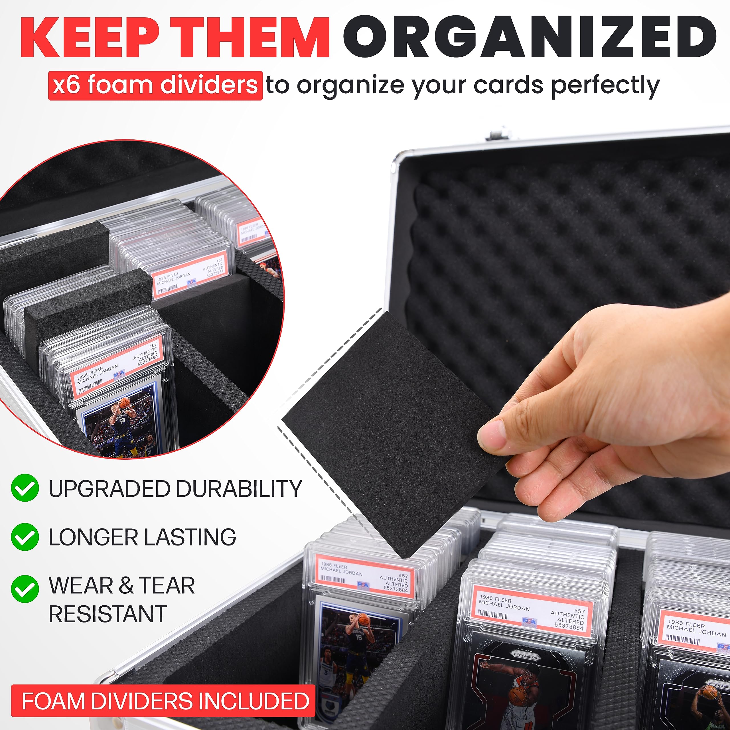 VALUN 120+ 3 ROW Graded Card Storage Box; Durable Sports, PSA and Pokemon Storage Box - Organizer Slab for Your Collection - For Baseball, Football, TCG, MTG Cards - Top Loader Design