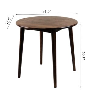 Cttasty Dining Table, Solid Wood Small Modern Round Dining Room Table with Oak Finish for 2, Small Dining Table 31.5 L x 31.5 W x 29.5 H in Inches, (Walnut)