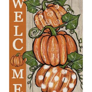 CHWGLFGG Fall Thanksgiving Pumpkin Diamond Painting Kits for Adults Beginners, Welcome Autumn 5D Diamond Art Kits, DIY Full Round Drill Gem Art, Home Wall Decor 12 x 16 Inch