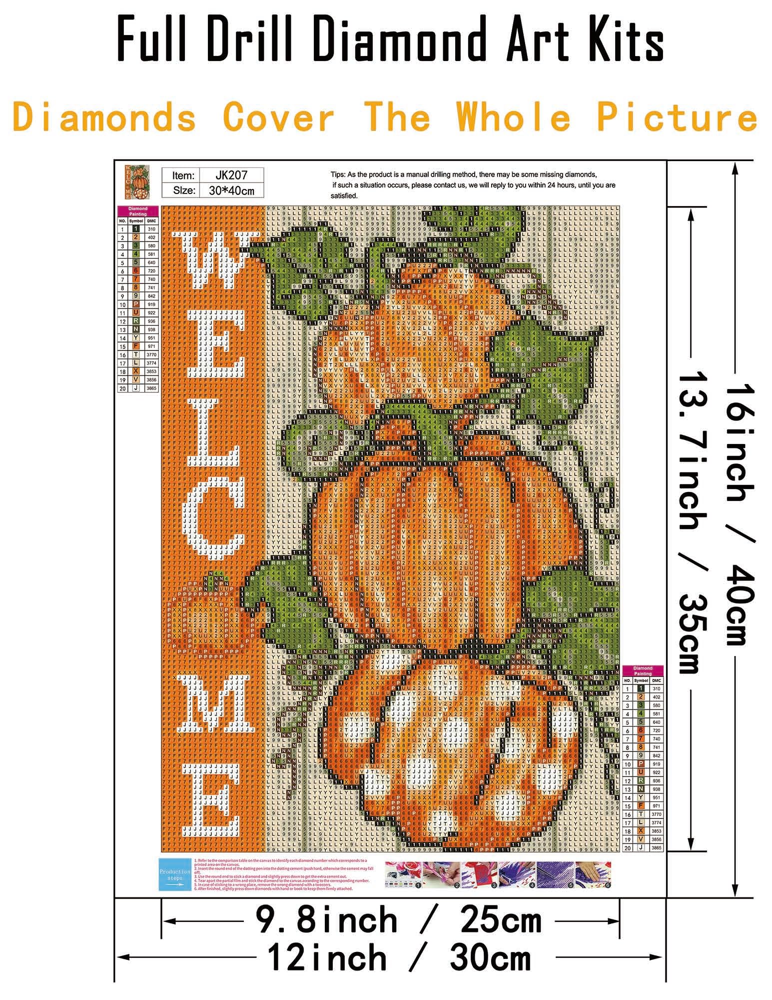 CHWGLFGG Fall Thanksgiving Pumpkin Diamond Painting Kits for Adults Beginners, Welcome Autumn 5D Diamond Art Kits, DIY Full Round Drill Gem Art, Home Wall Decor 12 x 16 Inch