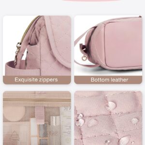 BAGSMART Travel Toiletry Bag, Toiletry Bag for Women with Hanging Hook, Large Wide-open Cosmetic Bag Make Up Organizer Case Travel Bag for Toiletries Accessories,Traveling, Camping, Pink