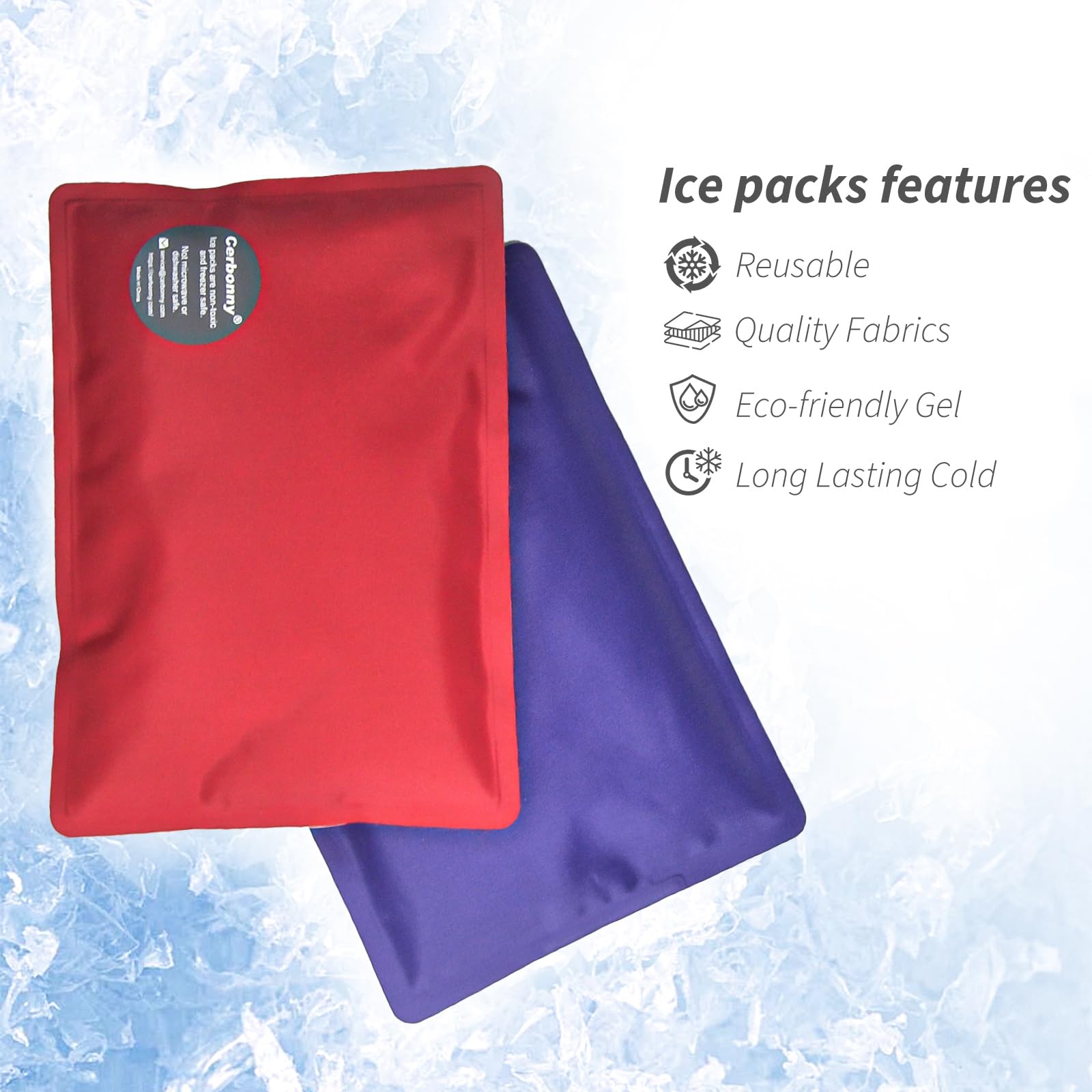 Cerbonny Ice Packs for Lunch Boxes, Freezer Packs for Coolers, Keep Food Cold