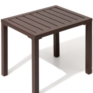 Crestlive Products Outdoor Side Table,Aluminum Rectangular Side/End Table, Small Patio Coffee Bistro Table for Outdoor Indoor (Brown)