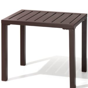 Crestlive Products Outdoor Side Table,Aluminum Rectangular Side/End Table, Small Patio Coffee Bistro Table for Outdoor Indoor (Brown)