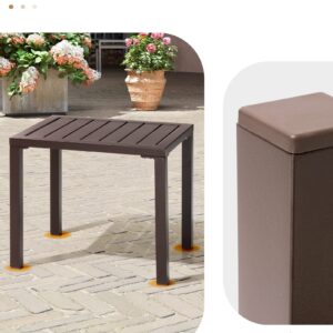 Crestlive Products Outdoor Side Table,Aluminum Rectangular Side/End Table, Small Patio Coffee Bistro Table for Outdoor Indoor (Brown)