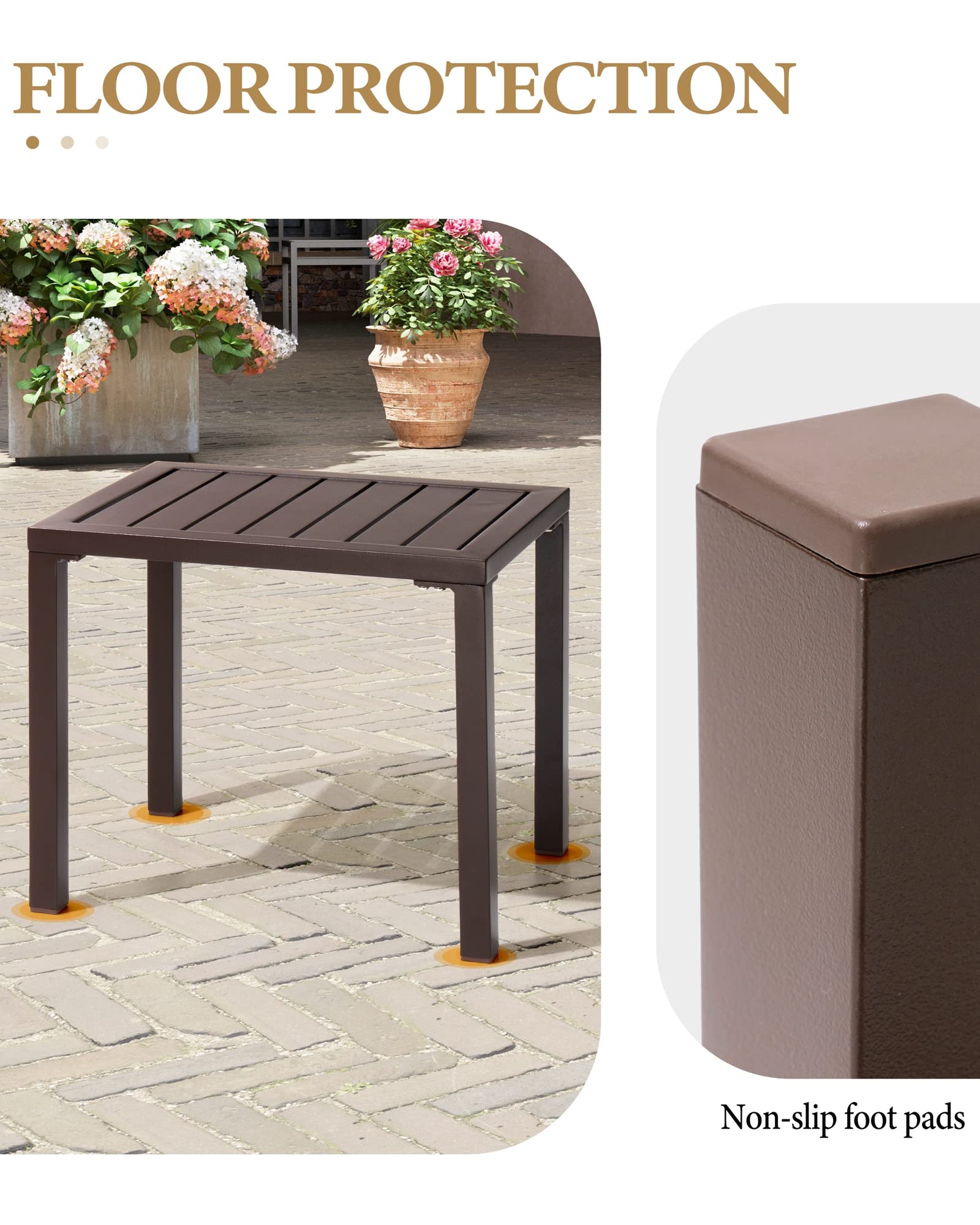 Crestlive Products Outdoor Side Table,Aluminum Rectangular Side/End Table, Small Patio Coffee Bistro Table for Outdoor Indoor (Brown)