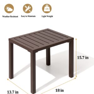 Crestlive Products Outdoor Side Table,Aluminum Rectangular Side/End Table, Small Patio Coffee Bistro Table for Outdoor Indoor (Brown)