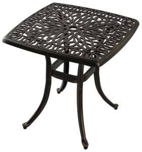 zotorun outdoor cast aluminum side table end table for patio, backyard, pool, indoor companion, easy maintenance and weather resistant, bronze