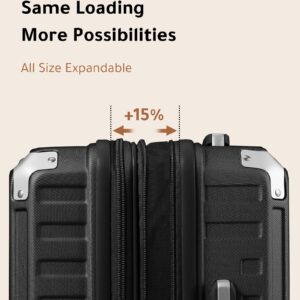 LUGGEX 28 Inch Luggage with Spinner Wheels - 83L Polycarbonate Expandable Hard Shell Suitcases Large Checked Luggage (Black Suitcase)