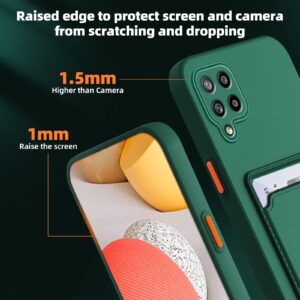 for Samsung Galaxy A42 5g Case, A42 5g Phone Case with Minimalist Credit Card Holder Slot TPU TPU Silicone Scratch-Resistant Slim Card Slot Wallet Case Protective Cover for Galaxy A42 5g-Dark Green