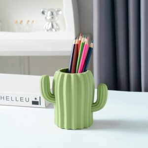 YOSCO Silicone Pen Holder Cactus Pencil Holder Cute Pens Cup for Desk for Kids Office Decor Desk Accessories Pen Pot Desk Organizer (Green)