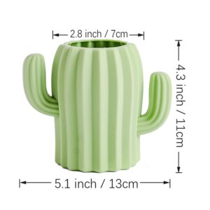 YOSCO Silicone Pen Holder Cactus Pencil Holder Cute Pens Cup for Desk for Kids Office Decor Desk Accessories Pen Pot Desk Organizer (Green)