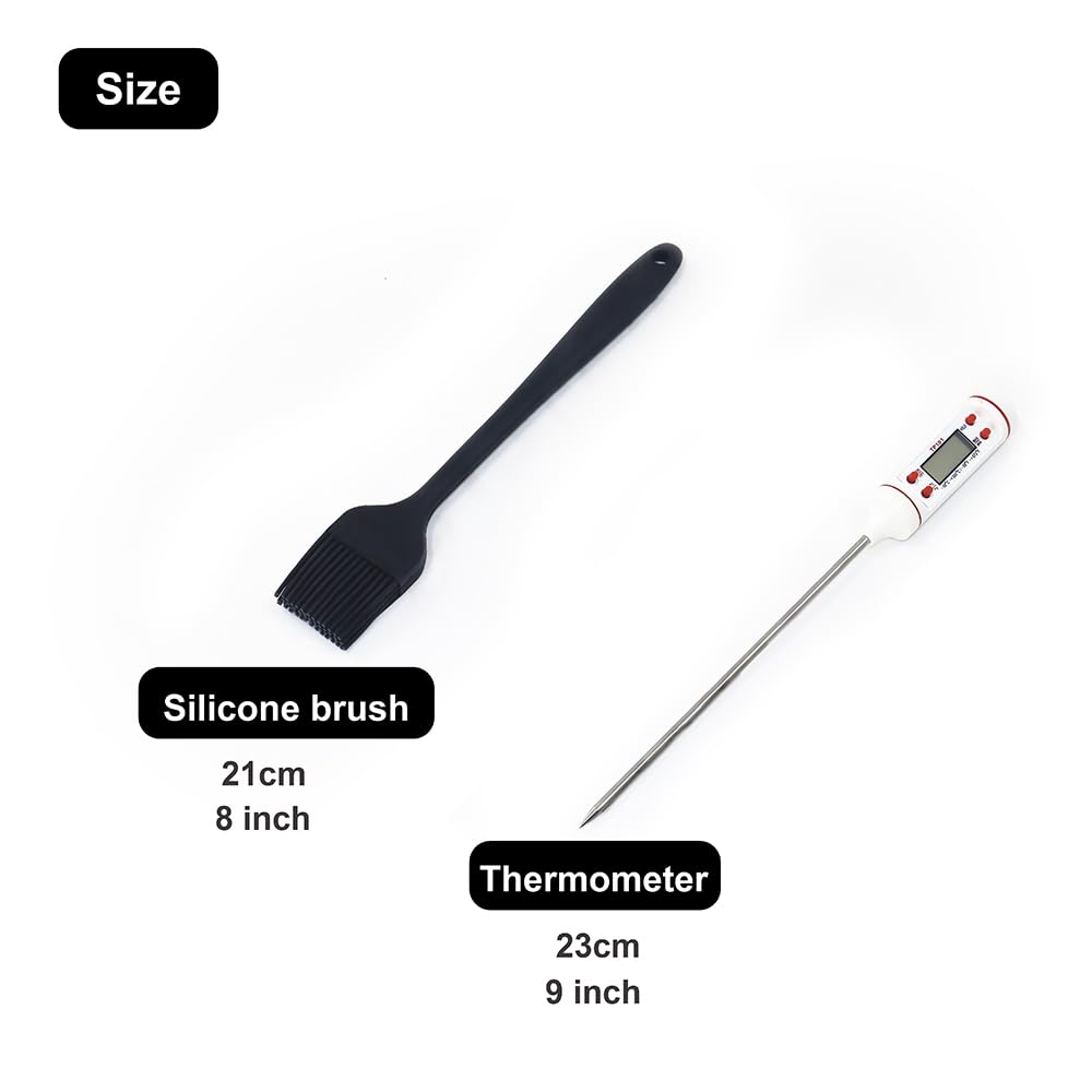 Grill Accessories 16Inch, Grill Fancy BBQ Grill Accessories 10pcs Stainless Steel Grill Accessories with Spatula, Fork, Tongs,Thermometer,Skewer,BBQ, Camping,Family Barbecue