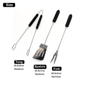 Grill Accessories 16Inch, Grill Fancy BBQ Grill Accessories 10pcs Stainless Steel Grill Accessories with Spatula, Fork, Tongs,Thermometer,Skewer,BBQ, Camping,Family Barbecue