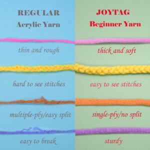 6 Pack Beginners Crochet Yarn Blue Green Yellow Red White Black Cotton Crochet Yarn for Crocheting Knitting Beginners with Easy-to-See Stitches Crochet Yarn for Beginners Crochet Kit(6x50g)