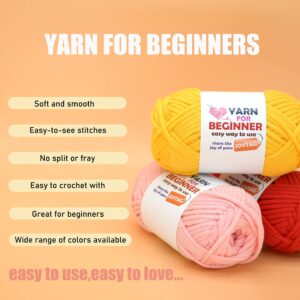 6 Pack Beginners Crochet Yarn Blue Green Pink Purple Yellow Cotton Crochet Yarn for Crocheting Knitting Beginners with Easy-to-See Stitches Pastel Crochet Yarn for Beginners Crochet Kit(6x50g)