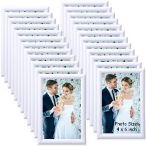 Redbaker 24 Pcs Picture Frames Bulk Simple Designed Photo Frames Modern White Frames for Pictures with Resin Glass for Wall Mount Tabletop Display Home Office Hotel Decoration (4 x 6 Inch)