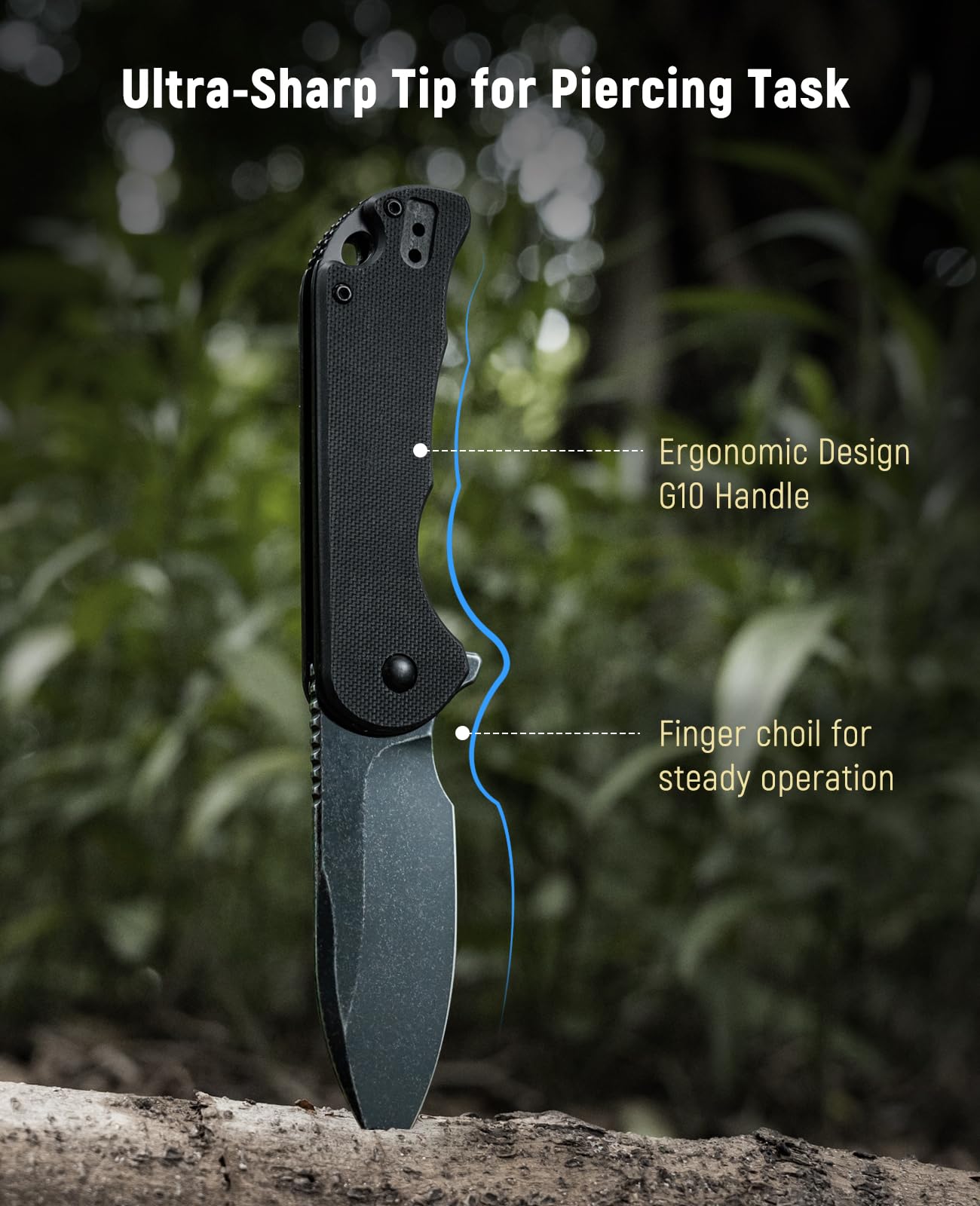 KEXMO Pocket Knife for Men - 2.99" D2 Blade G10 Handle Folding Pocket Knife with Clip - Small EDC Knife for Tactical Hunting Hiking Camping Survival Gift for Men Dad Women, Black