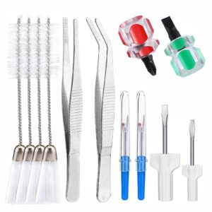 essential sewing machine cleaning kit 12pcs includes durable tweezers double headed lint brush 4pcs short screwdrivers,seam rippers|sewing machine repair tools for sewing lover maintain daily needs