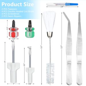 Essential Sewing Machine Cleaning Kit 12Pcs Includes Durable Tweezers Double Headed Lint Brush 4Pcs Short Screwdrivers,Seam Rippers|Sewing Machine Repair Tools for Sewing Lover Maintain Daily Needs