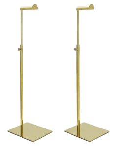 qwork purse display stands, 2 pack polished gold handbag display holder jewelry rack, (15.75" to 27.56") adjustable height retail countertop single hook display stand, for bags,purses,wig, jewelry