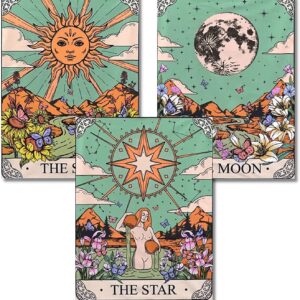 AIBOERL Diamond Painting Kits for Adults, 3 Pack Tarot Cards 5D Diamond Art Kits, Full Drill DIY Crafts for Adults Home Wall Decor Gift Diamond Dots Moon Sun Stars [11.8x15.7inch]