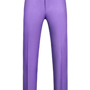 Mens Dress Pants Slim Fit Tuxedo Trousers for Business Dance Prom Wedding Size 34 Lilac