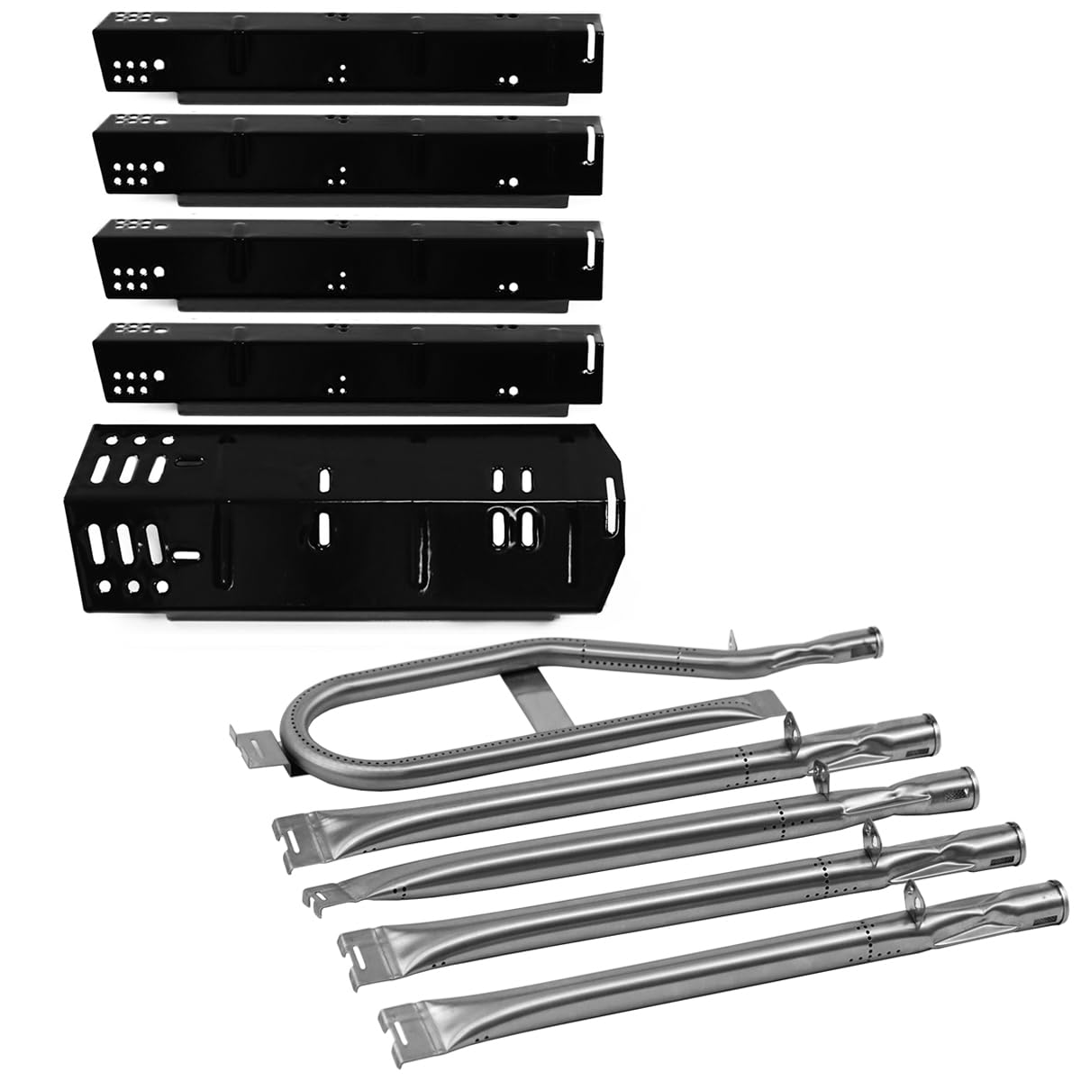 FORYEYC Grill Replacement Parts for Dyna-Glo 5 Burner DGH485CRP, DGH474CRP, DGH483CRP, 4 Burner DGH450CRP, Grill Repair Kit for Revoace GBC1793W Grill, 70-02-411 Grill Heat Plates Tent, Burner Tubes