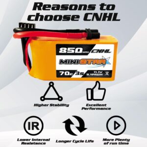 CNHL 850mAh 3S Lipo Battery 70C 11.1V with XT30 for RC Car,RC Airplane/Truck,RC Boat,Heli Airplane,Drone FPV,Multi-Motor Hobby DIY Parts(2 packs)